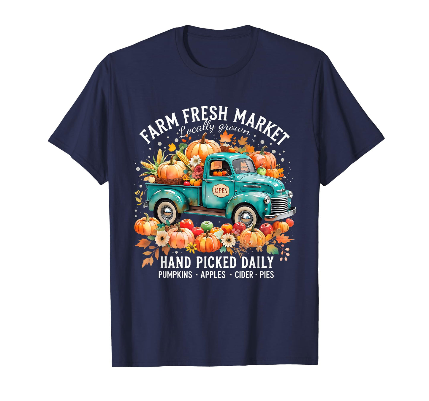 Farm Fresh Market Vintage Truck Pumpkin Fall T-Shirt