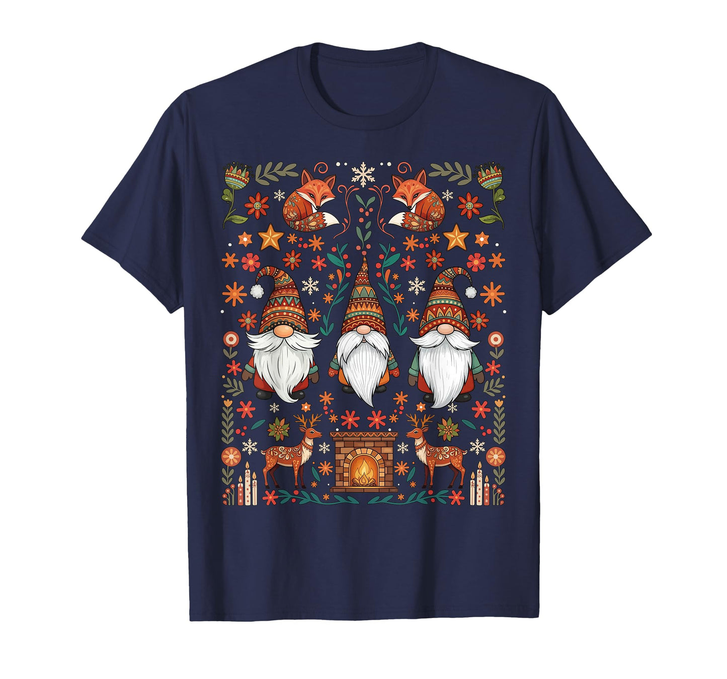 Gnomes Nordic Hygge Folk Art Scandinavian Christmas T-Shirt