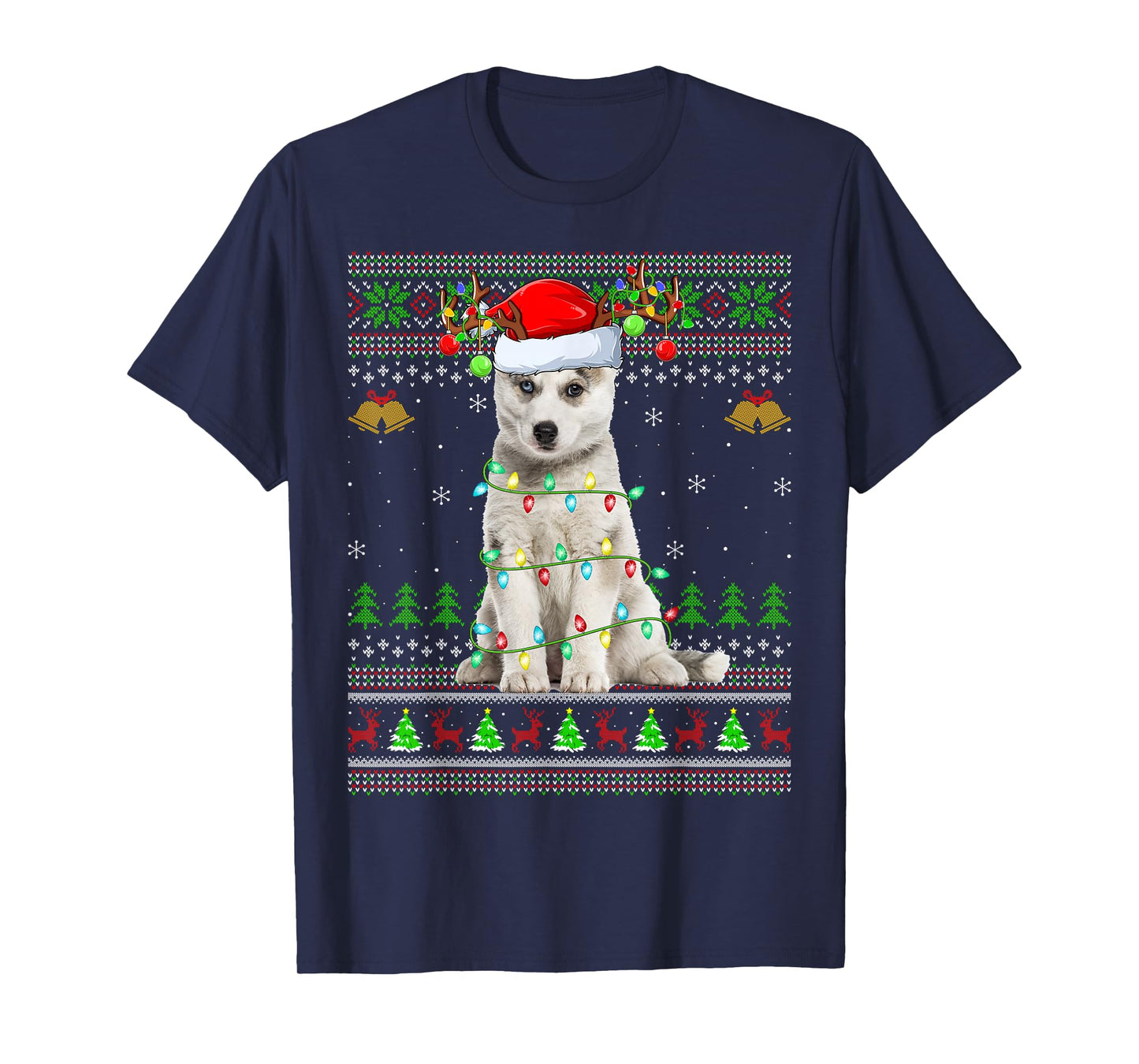 Siberian Husky Dog Ugly Christmas Sweater Holiday Santa Xmas T-Shirt