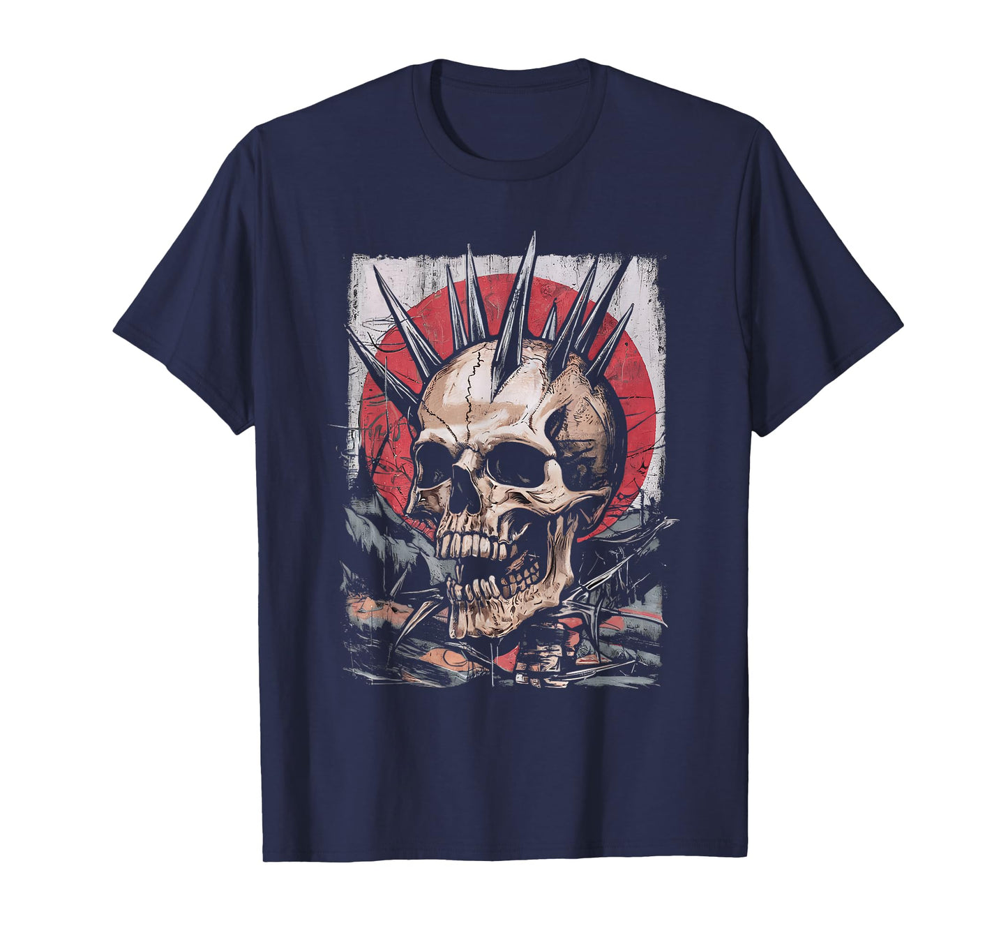 Biker Rocker Skull Punk Horror Skull Vintage Graffiti T-Shirt