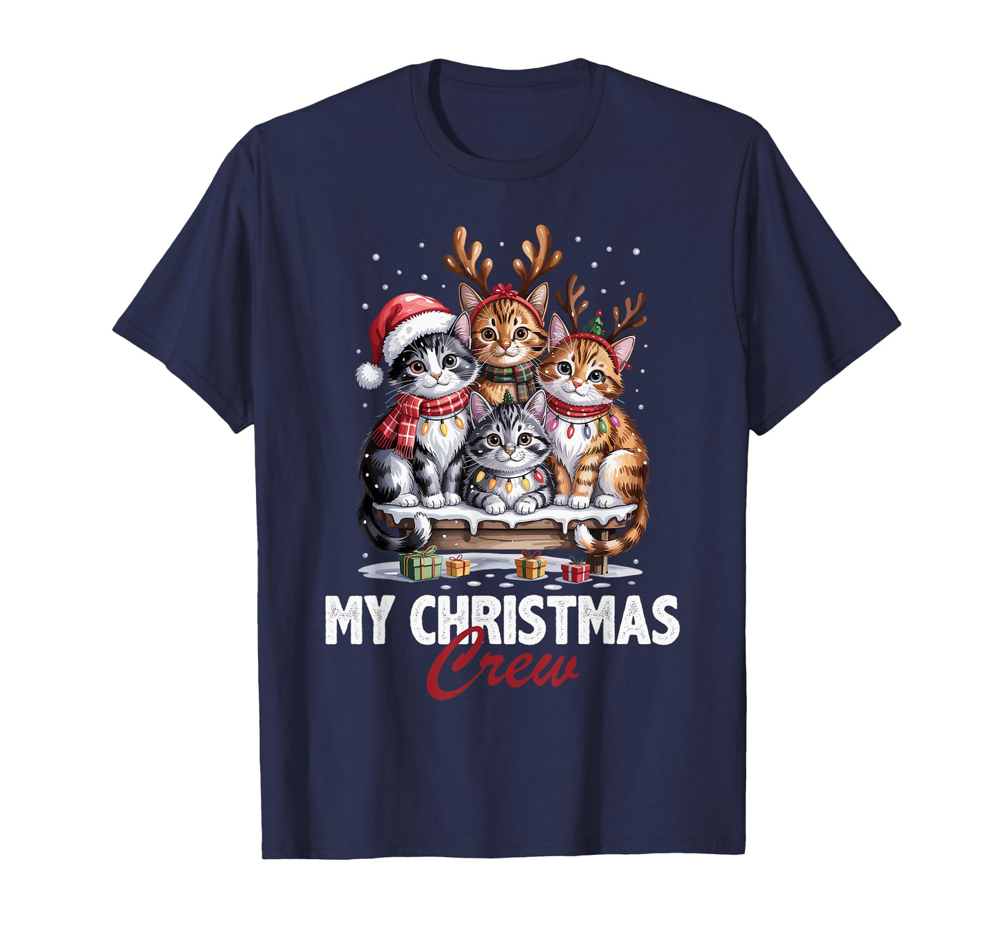 Cat Christmas Crew Cute Pet Lovers Funny Holiday Pajama T-Shirt