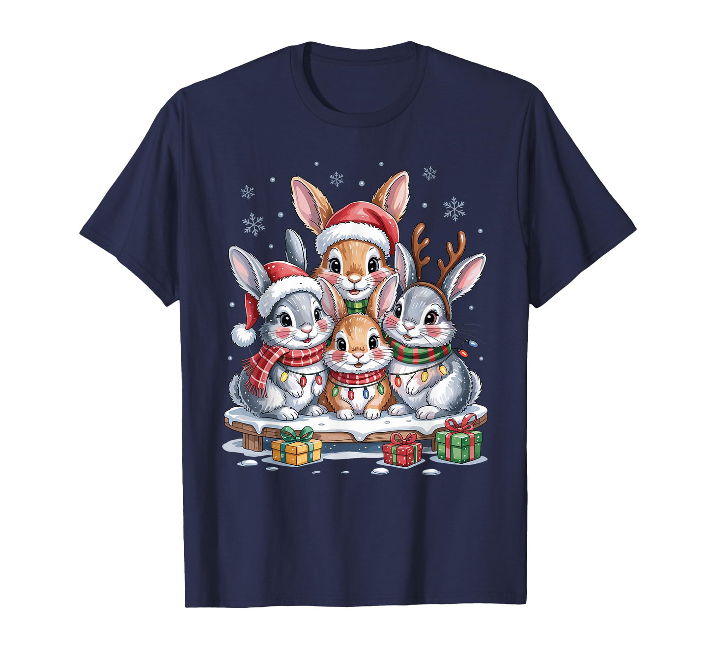 Rabbit Christmas Cute Pet Lovers Funny Holiday Pajamas T-Shirt