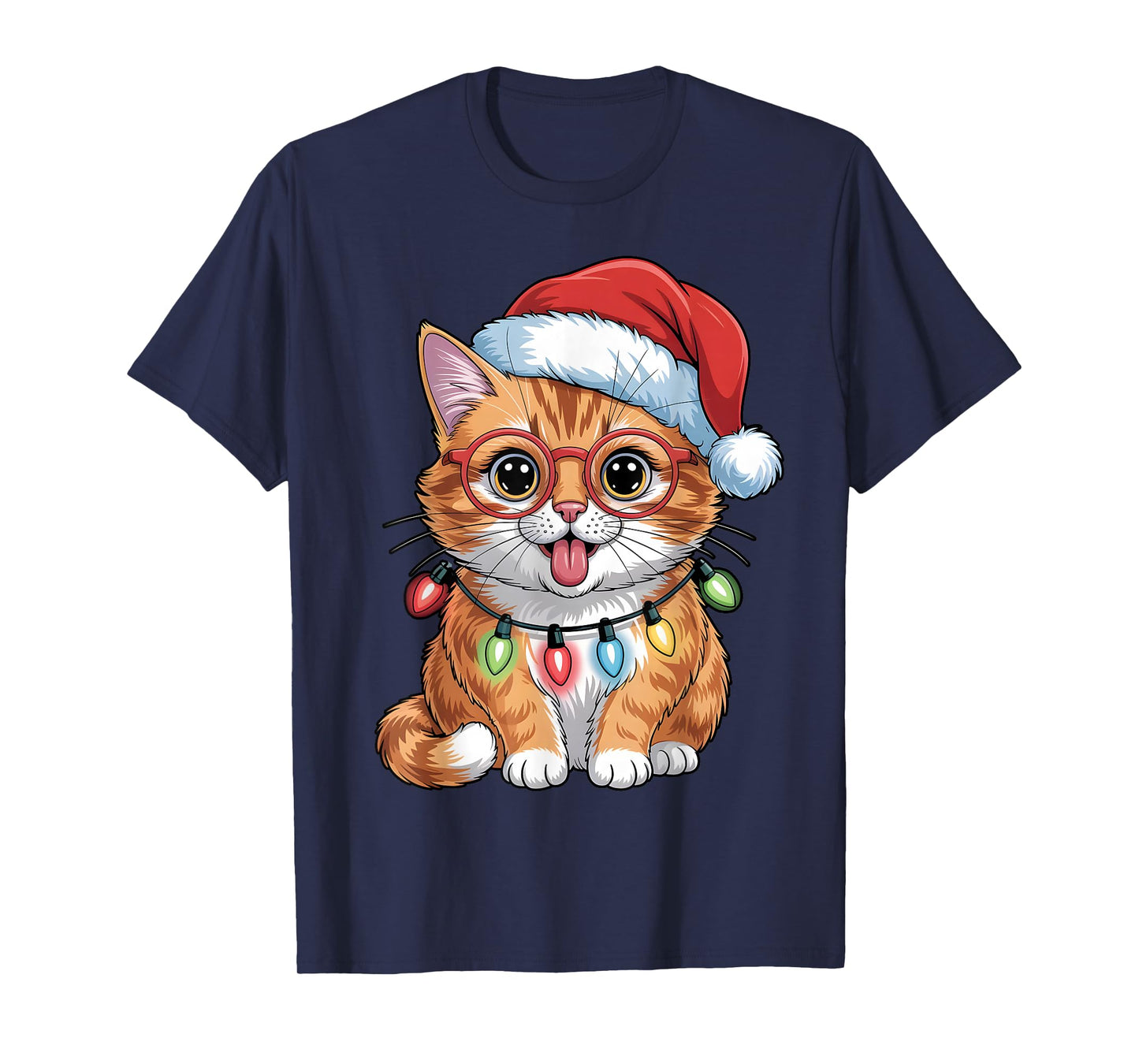 Cute Cat Kitten Christmas Santa Hat Holiday Meowy Cats T-Shirt