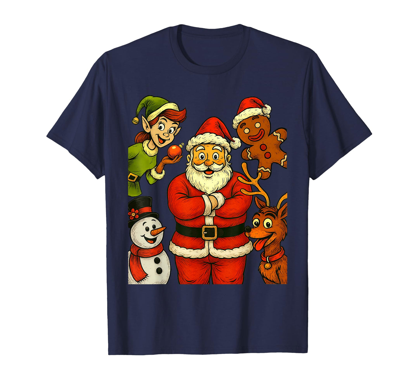 Santa Squad Elf Reindeer Gingerbread Snowman Christmas Xmas T-Shirt