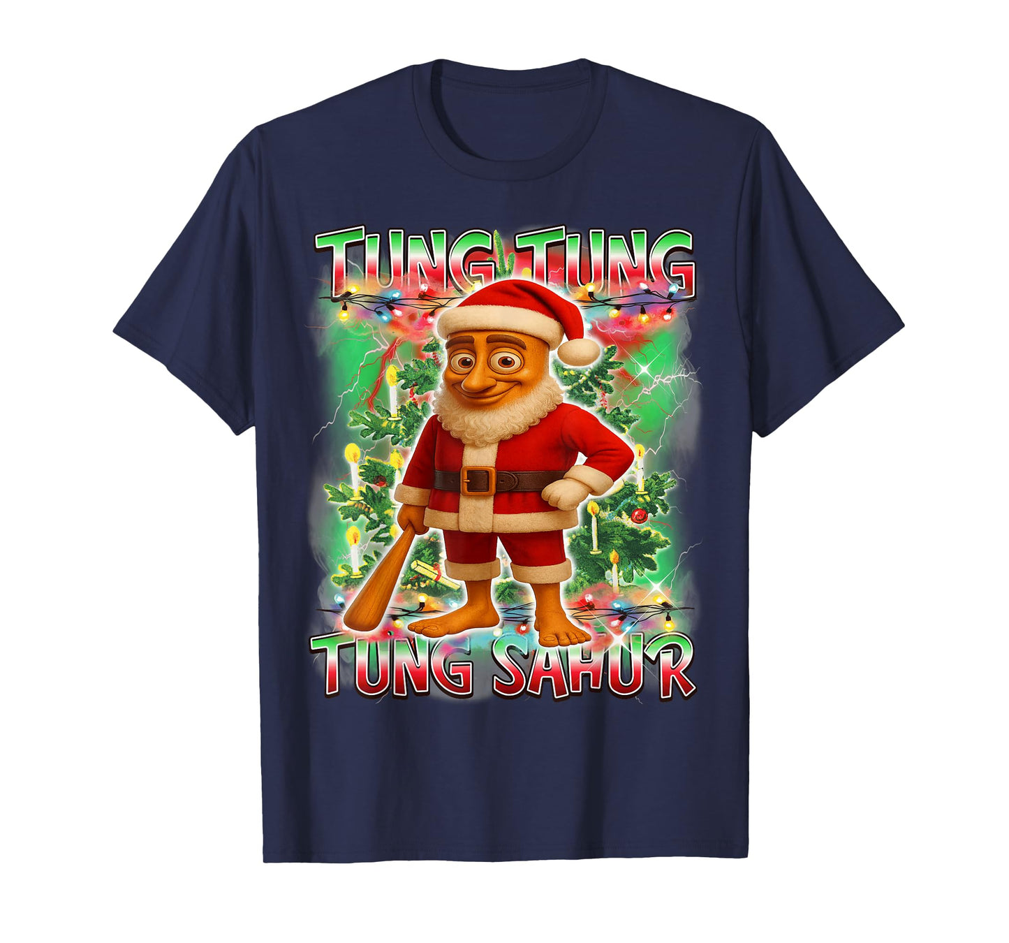 Tung Tung Tung Sahur Santa Claus Italian Brainrot Christmas T-Shirt