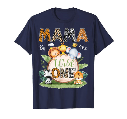 Mama Of The Wild One 1St Birthday Kids Safari Jungle T-Shirt