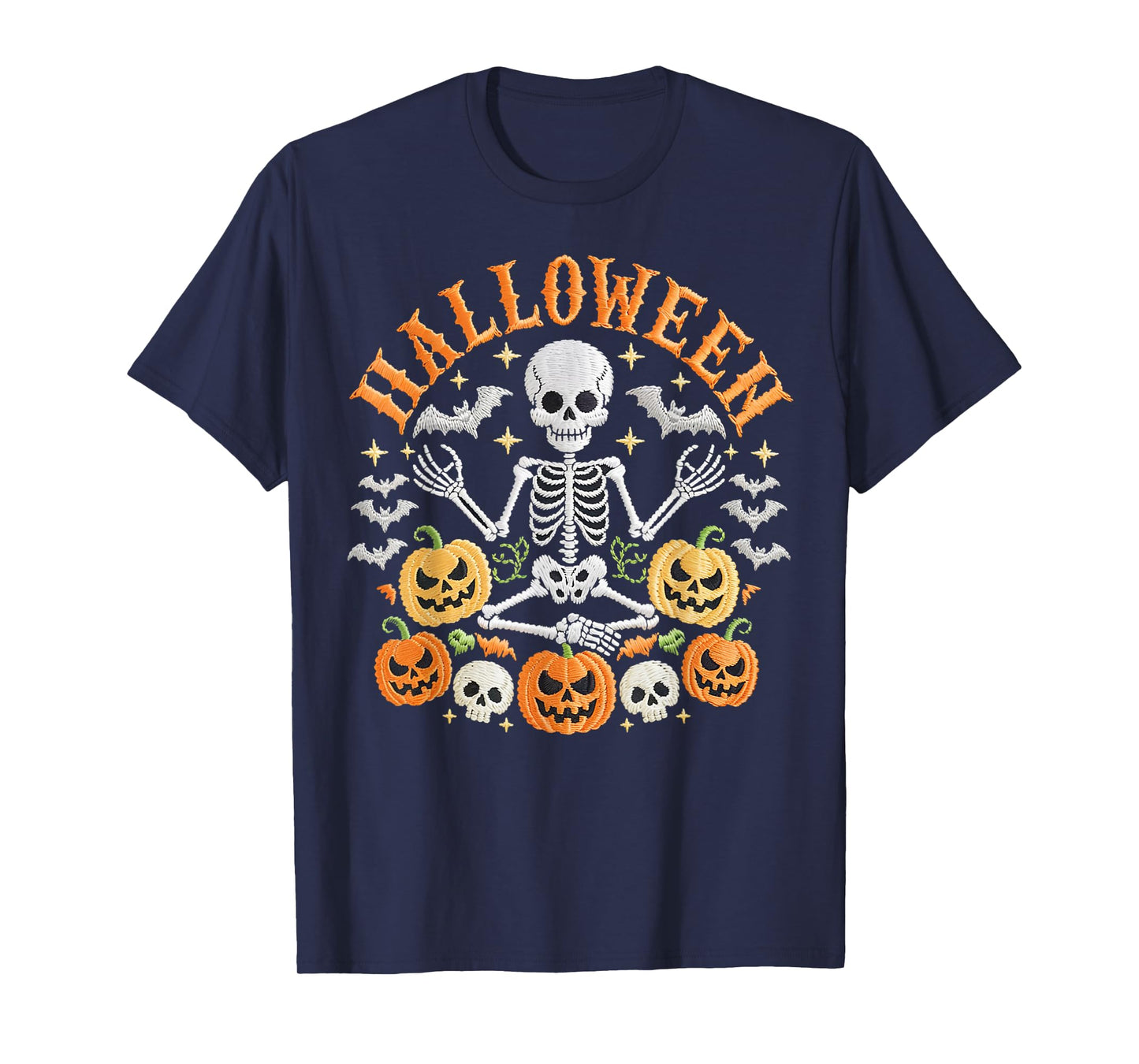 Women Yoga Skeleton Halloween Funny Meditating Skeleton Men T-Shirt
