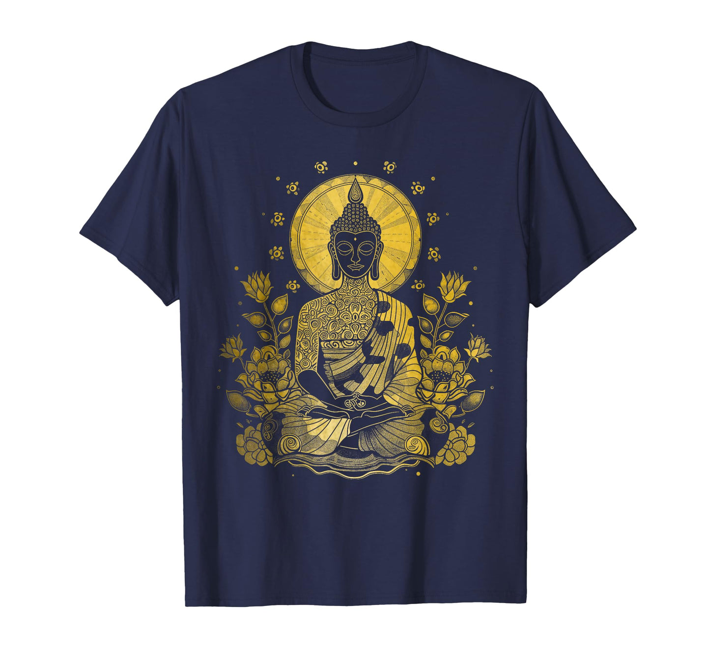 Buddha Floral Vintage Flower Yoga Buddhism Yogi Buddhist T-Shirt