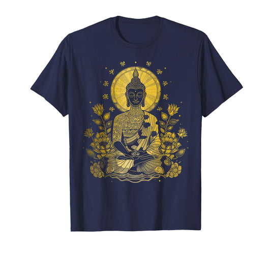 Buddha Floral Vintage Flower Yoga Buddhism Yogi Buddhist T-Shirt
