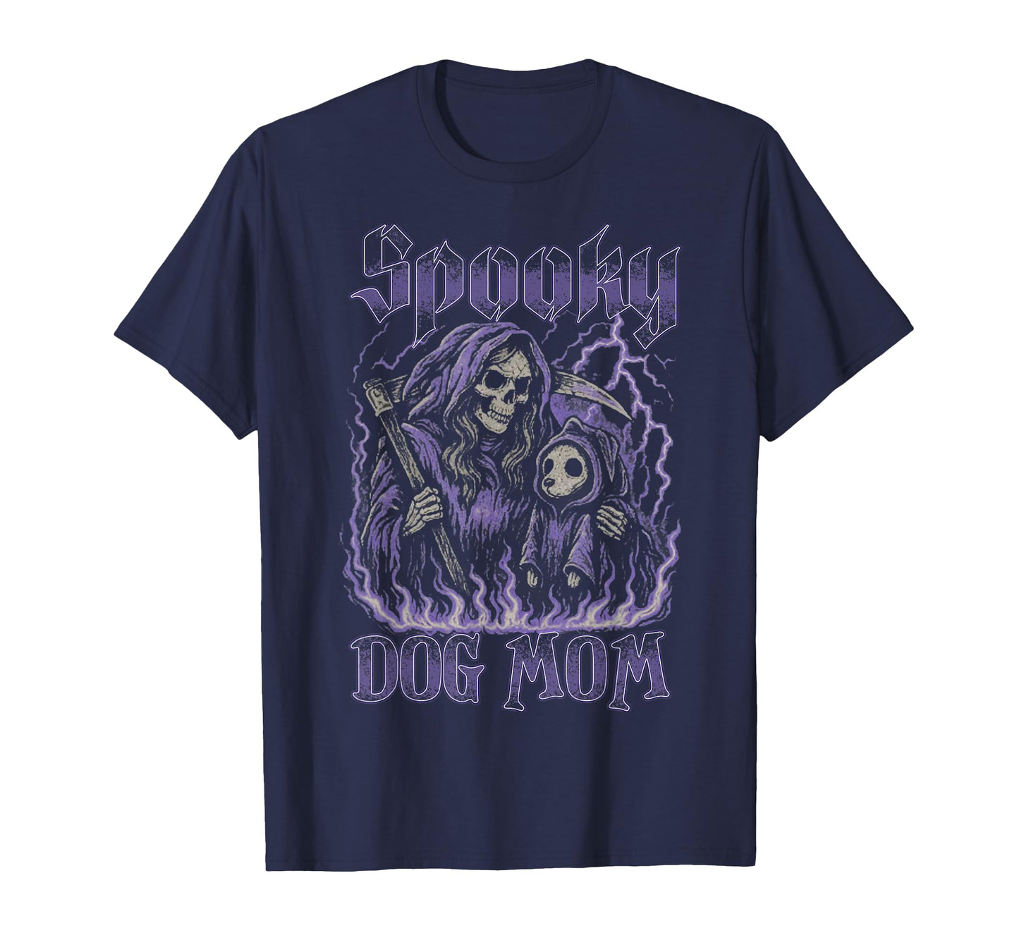 Spooky Dog Mom Spooky Skeleton Dog Mom Halloween Retro T-Shirt