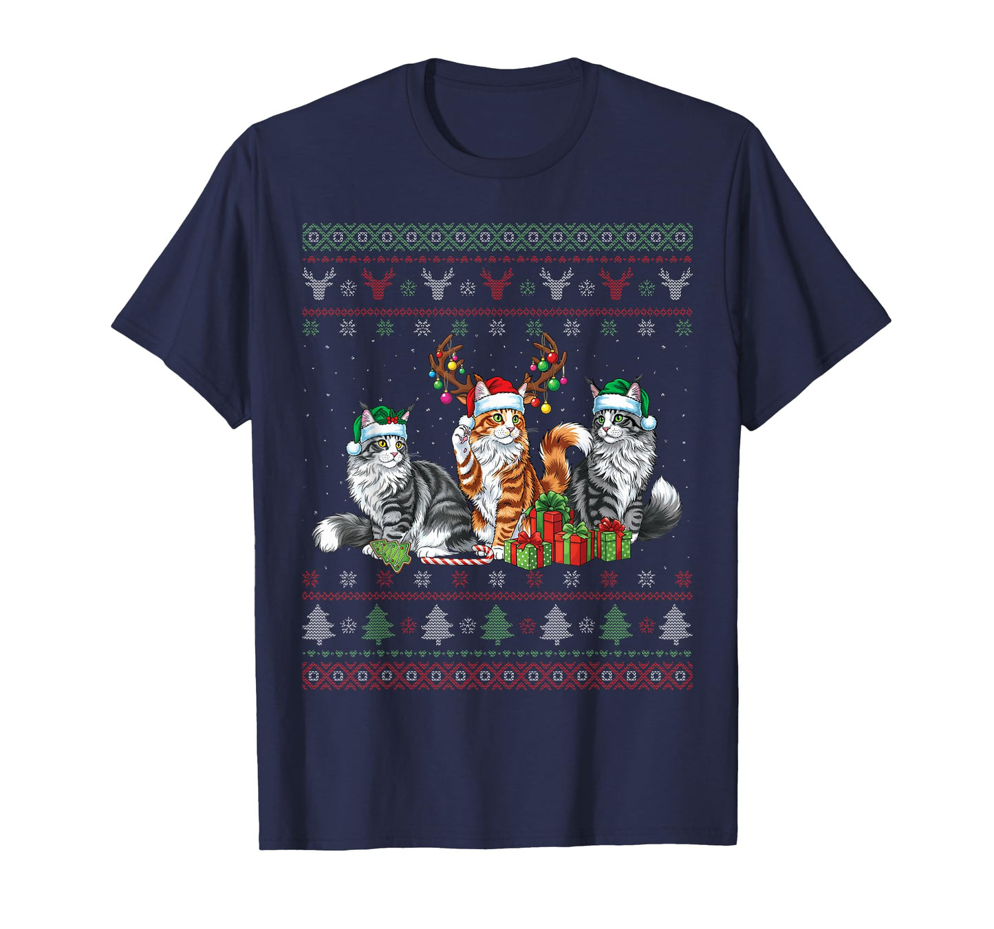 Cute Cats Happy Christmas Funny Ugly Christmas T-Shirt
