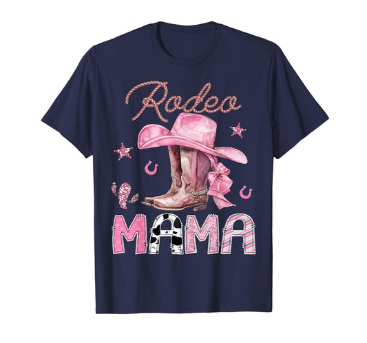 Rodeo Mama Pink Boots Coquette CowGirl Birthday Party T-Shirt