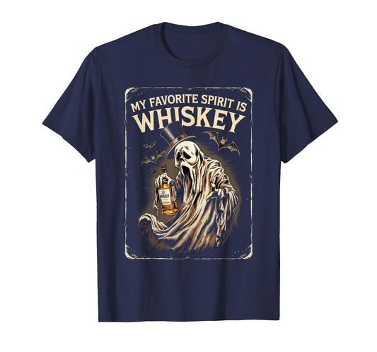 My Favorite Spirit Is Whiskey Ghost Halloween Whiskey T-Shirt