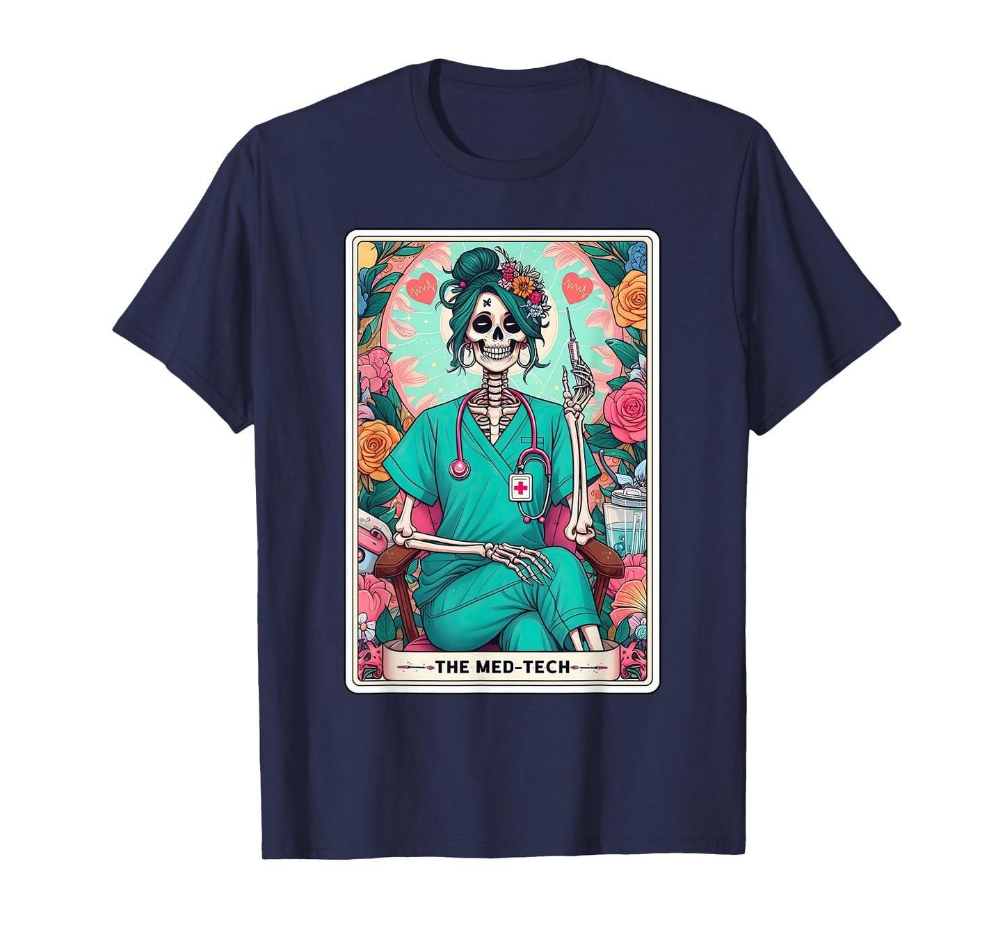 The Med Tech Tarot Card Skeleton Medication Aide CMA Nursing T-Shirt
