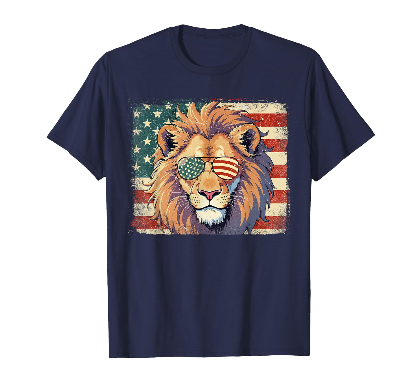 Patriotic Lion Lover USA Flag 4th Of July Funny T-Shirt