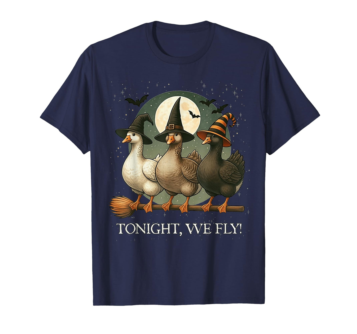 Tonight We Fly Funny Goose Spooky Season Farm Halloween T-Shirt