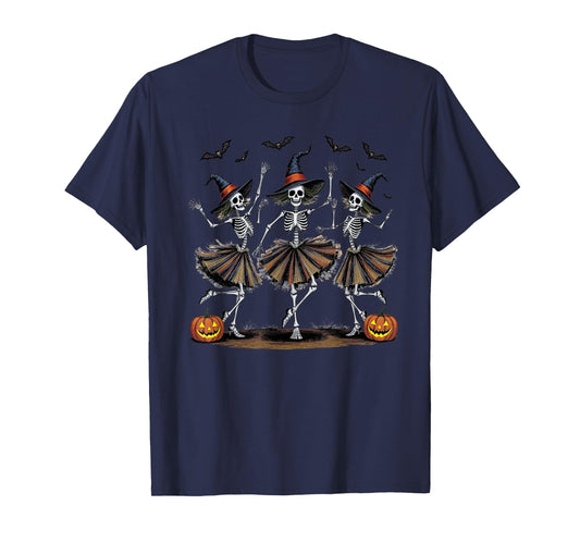 Dancing Skeleton Witches Halloween T-Shirt