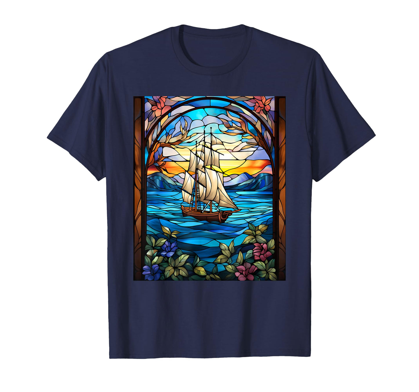 Stained Glass Style Sailing T-Shirt