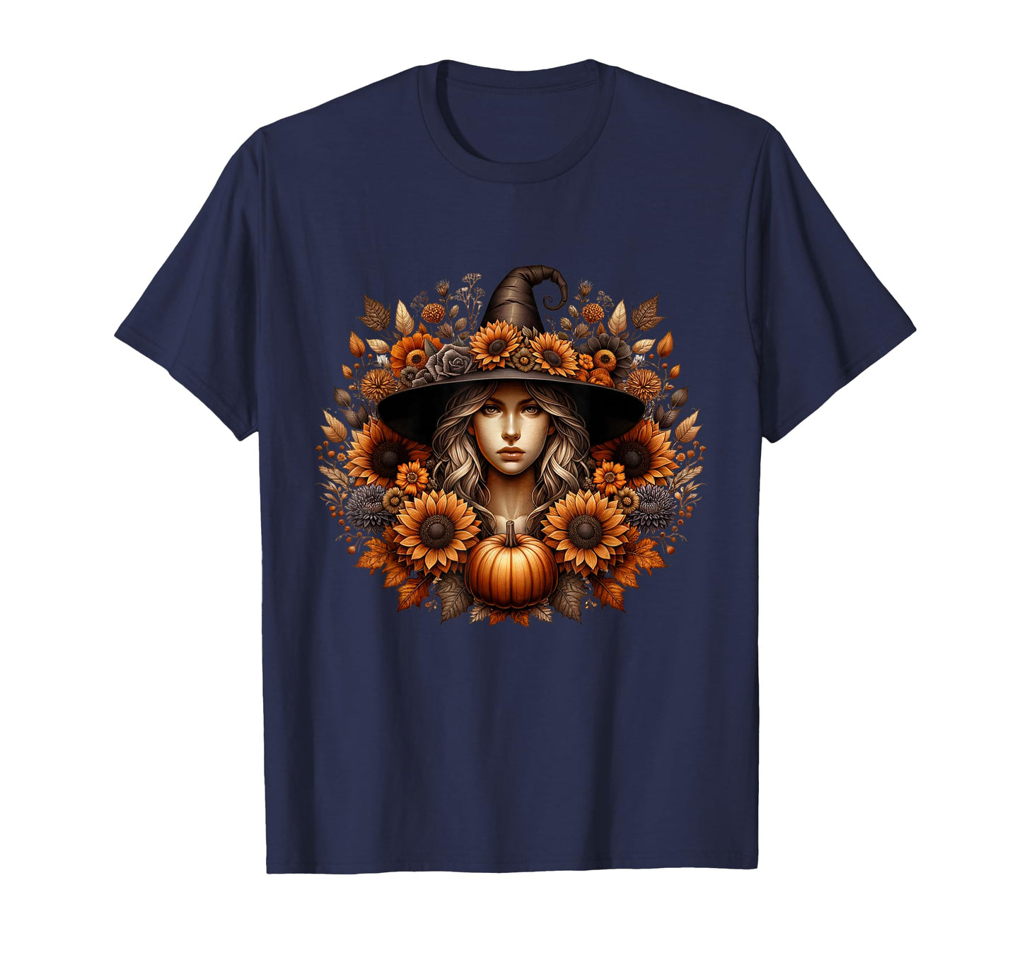 Spooky Autumn Blooms Sunflower Festival Undead Witch byEBhm T-Shirt