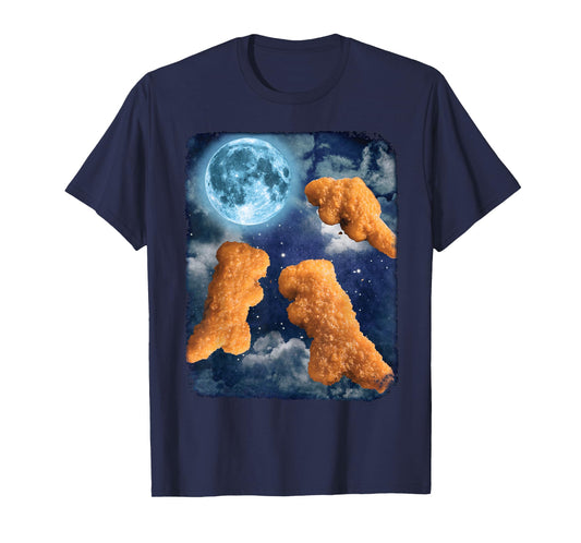 Funny Food Tees Dinosaur Chicken Nuggets Howling At The Moon T-Shirt