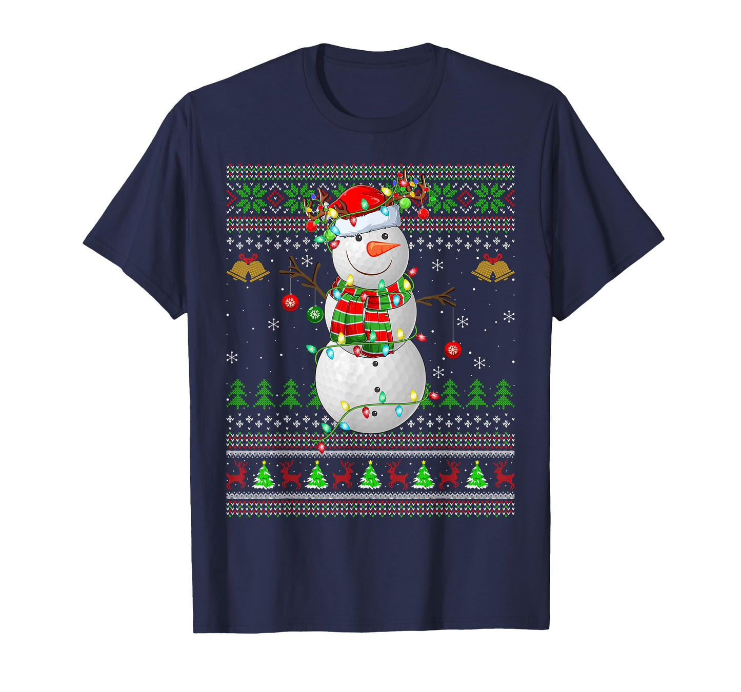 Golf Snowman Ugly Christmas Sweaters Golfing Golfer Xmas T-Shirt