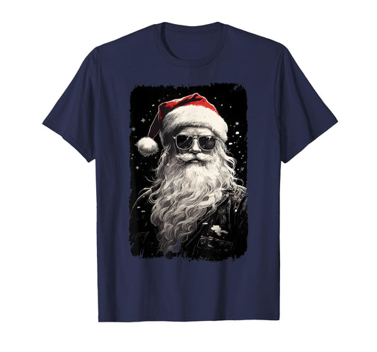 Hipster Santa With Sunglasses Santa Claus Retro Christmas T-Shirt
