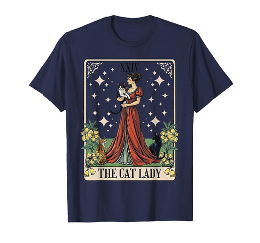 The Cat Lady Tarot Card, Vintage Gothic Cat Women Cat Mom T-Shirt