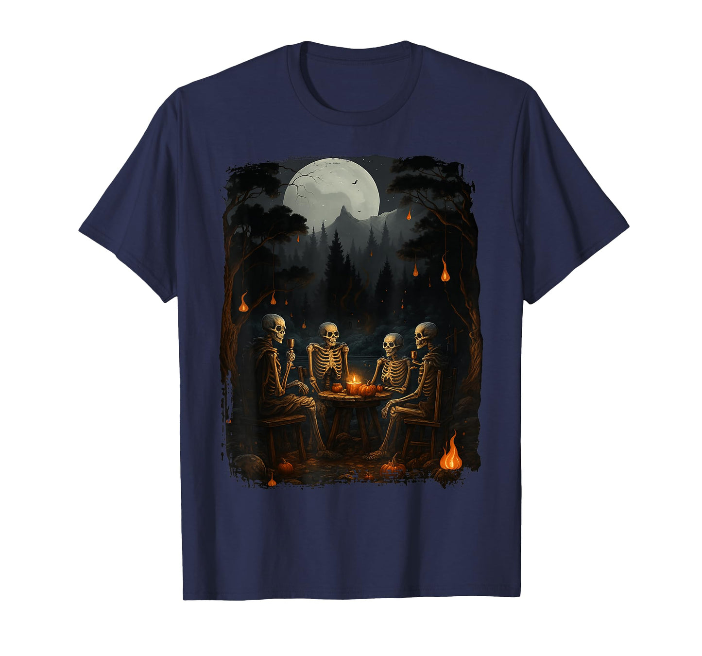 Vintage Ghost Gothic Skeleton Camping Halloween Men Women T-Shirt
