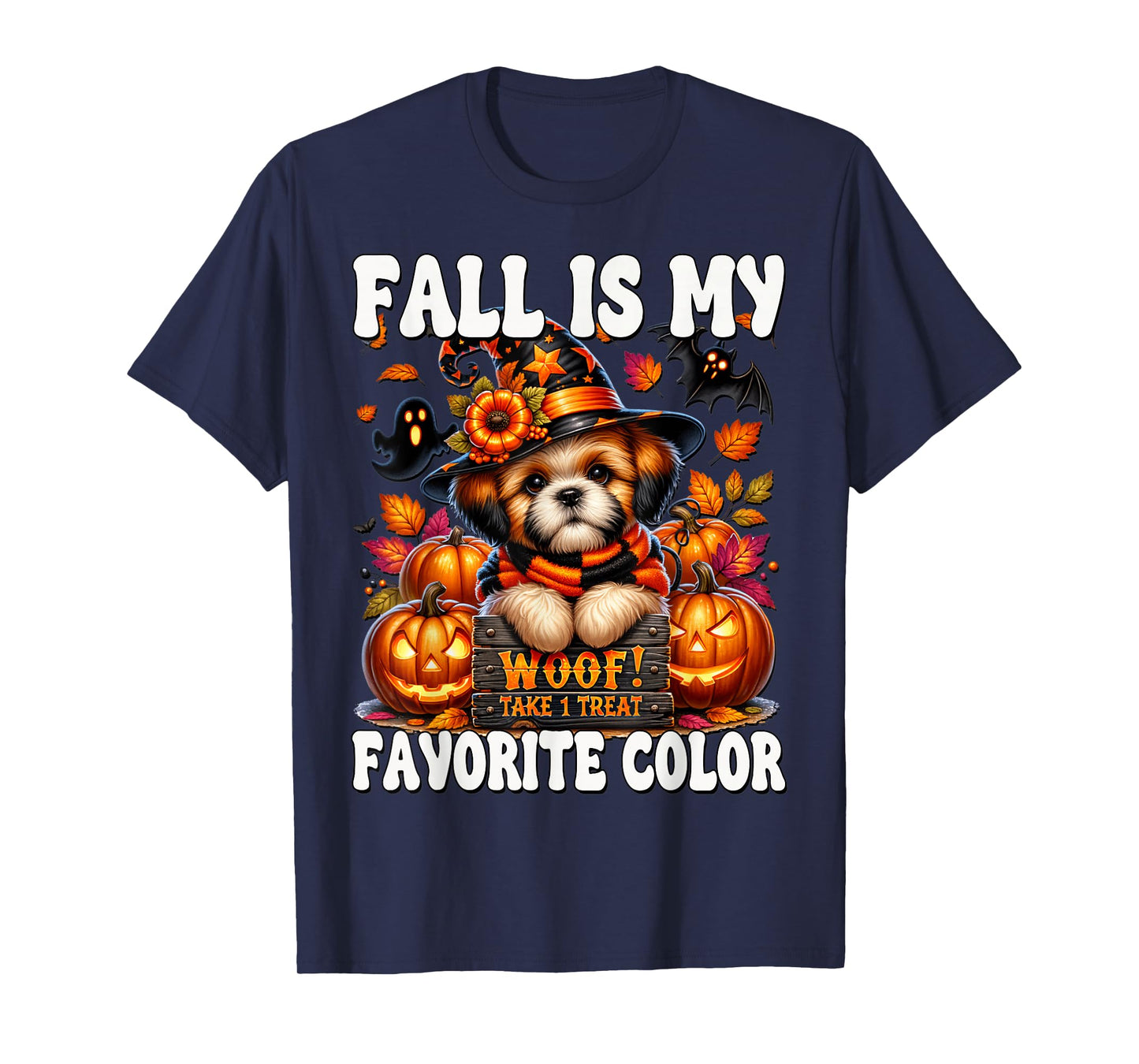 Halloween Shih Tzu Puppy for Mom Fall is My Favorite Color T-Shirt