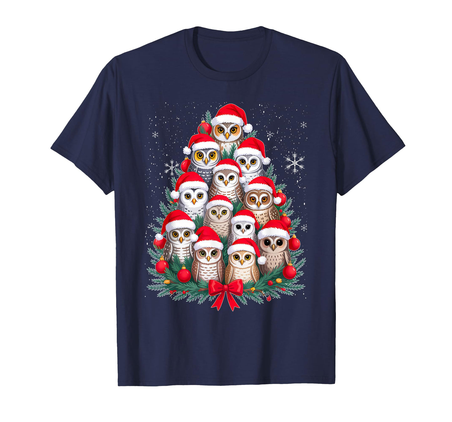 Cute Cartoon Santa Claus Owls Christmas Tree Birdorable Prem T-Shirt
