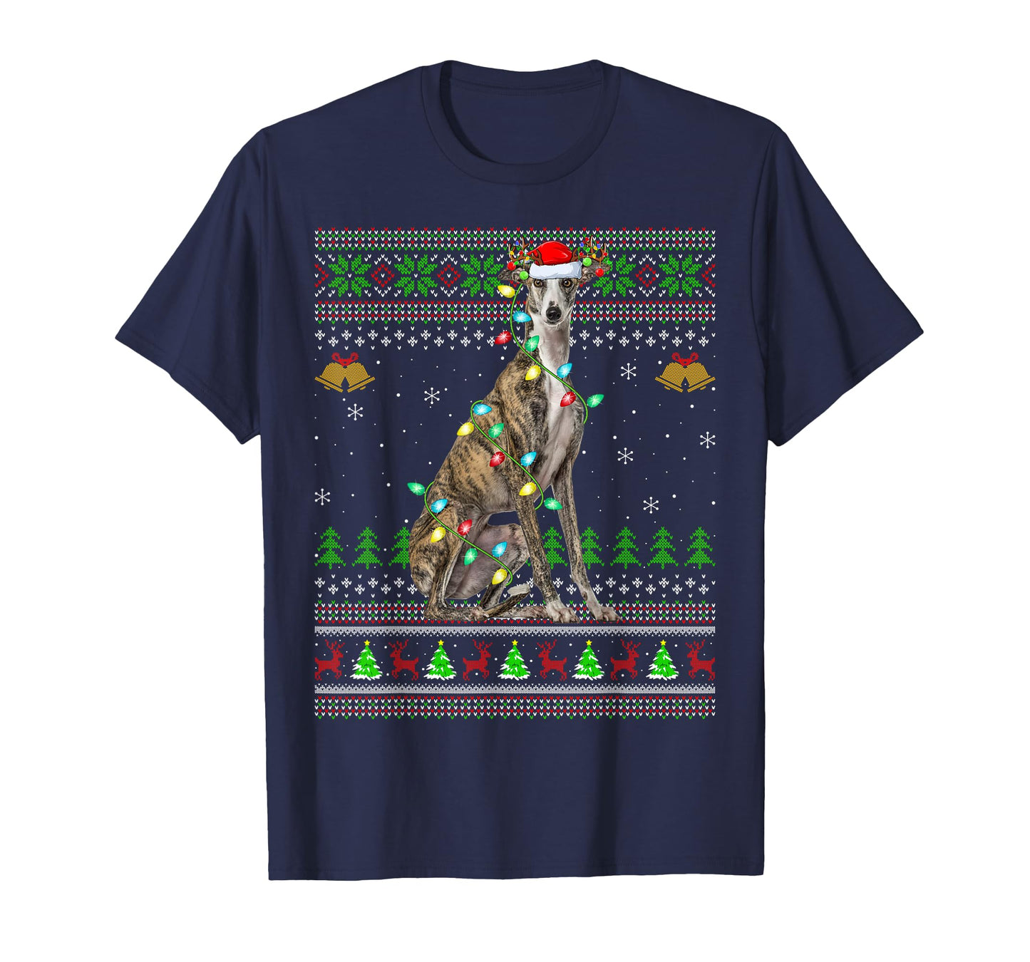 Greyhound Dog Ugly Christmas Sweaters Holiday Santa Xmas T-Shirt