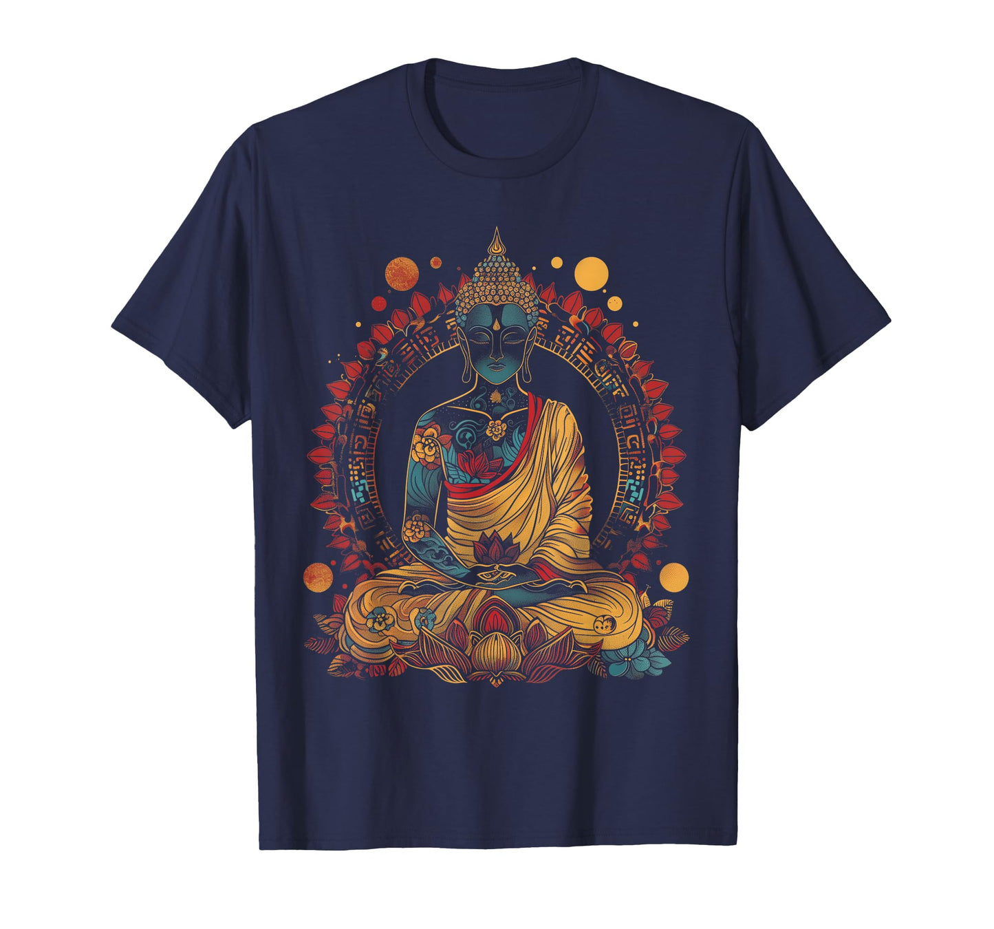 Buddha Vintage Flowers Zen Buddhist Buddhism Yoga Spiritual T-Shirt