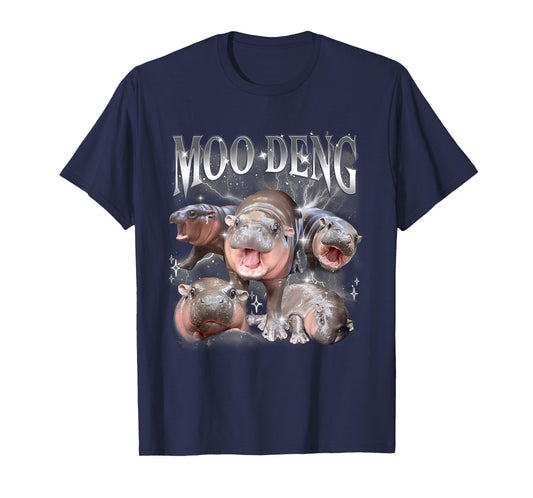 FUNNY VINTAGE MOO-DENG THE FAMOUS BABY PIGMY HIPPO MOODENG T-Shirt