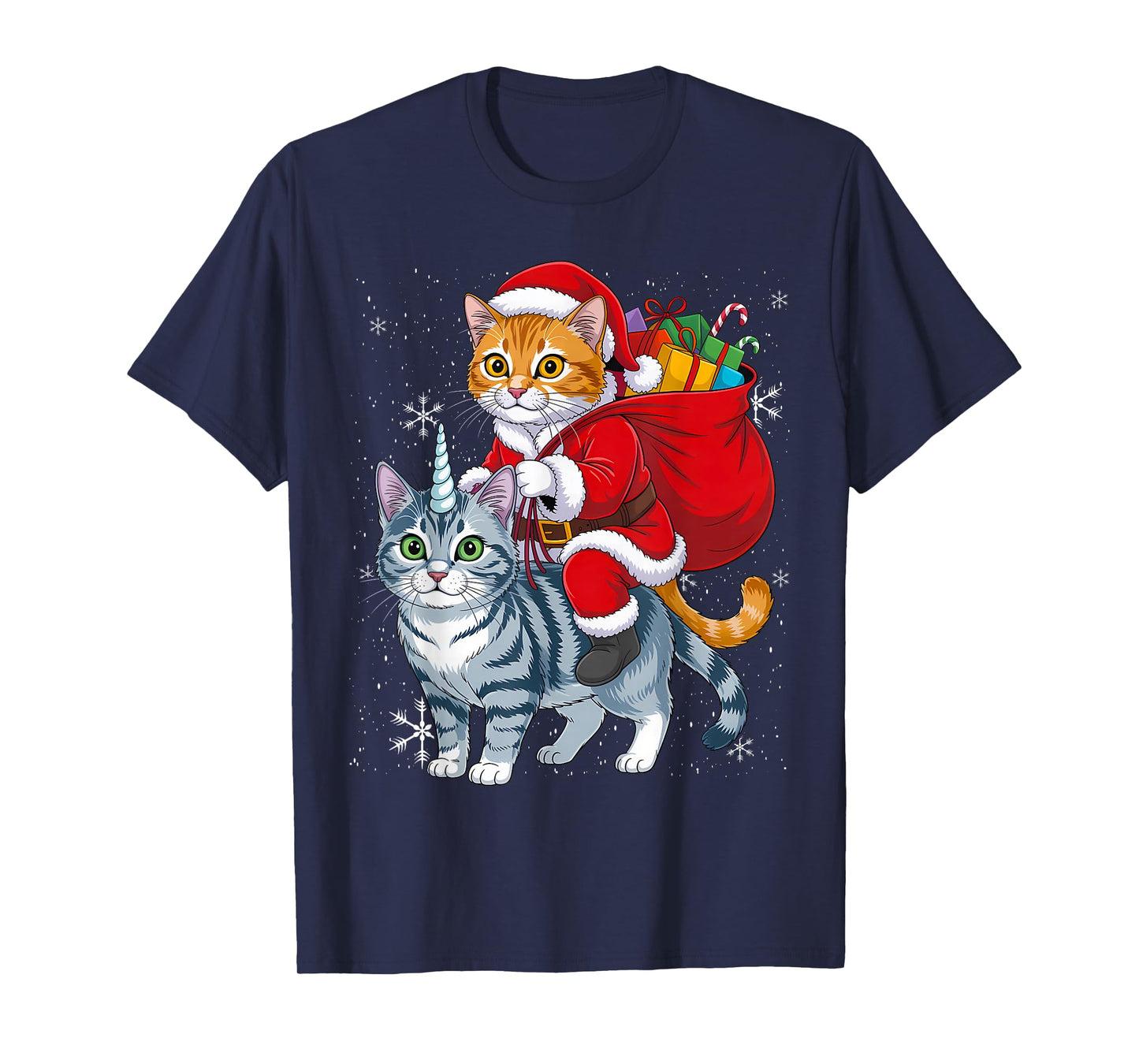 Cat Christmas Santa Caticorn Unicorn Meowy Catmas Xmas Girls T-Shirt