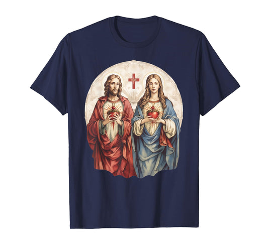 Sacred Heart of Jesus and Immaculate Heart of Mary Catholic T-Shirt