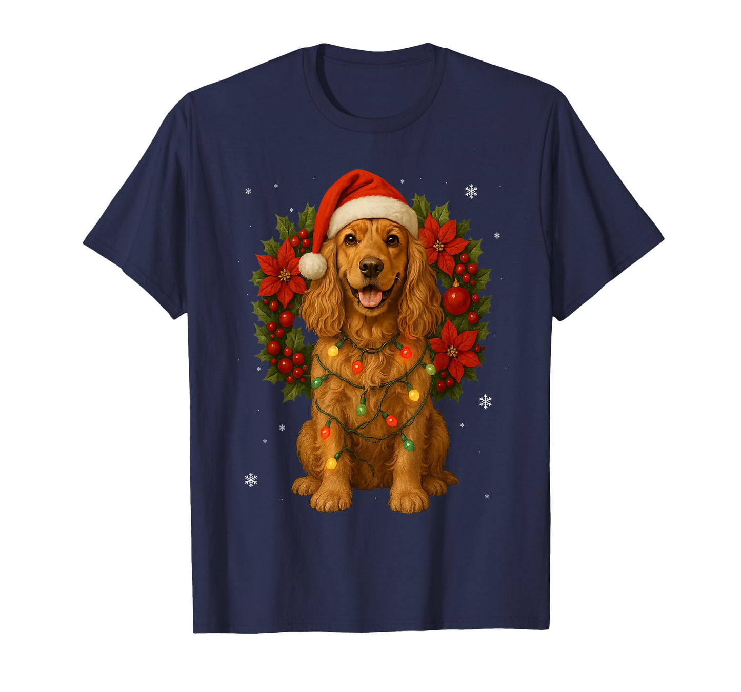 Cocker Spaniel Christmas Dog Festive Wreath Xmas T-Shirt