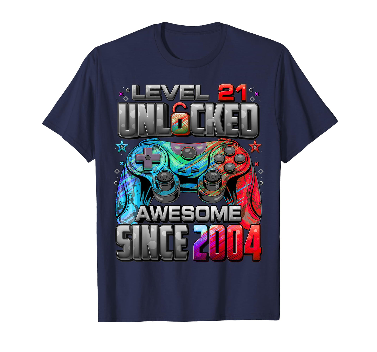 Level 21 Unlocked Awesome Since 2004 21st Birthday Gaming T-Shirt