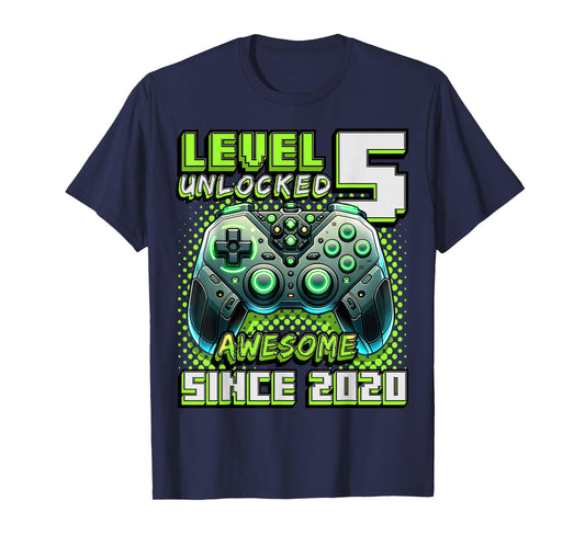 5th Birthday Boy Level 5 Gamer 5 Year Video Game Party T-Shirt