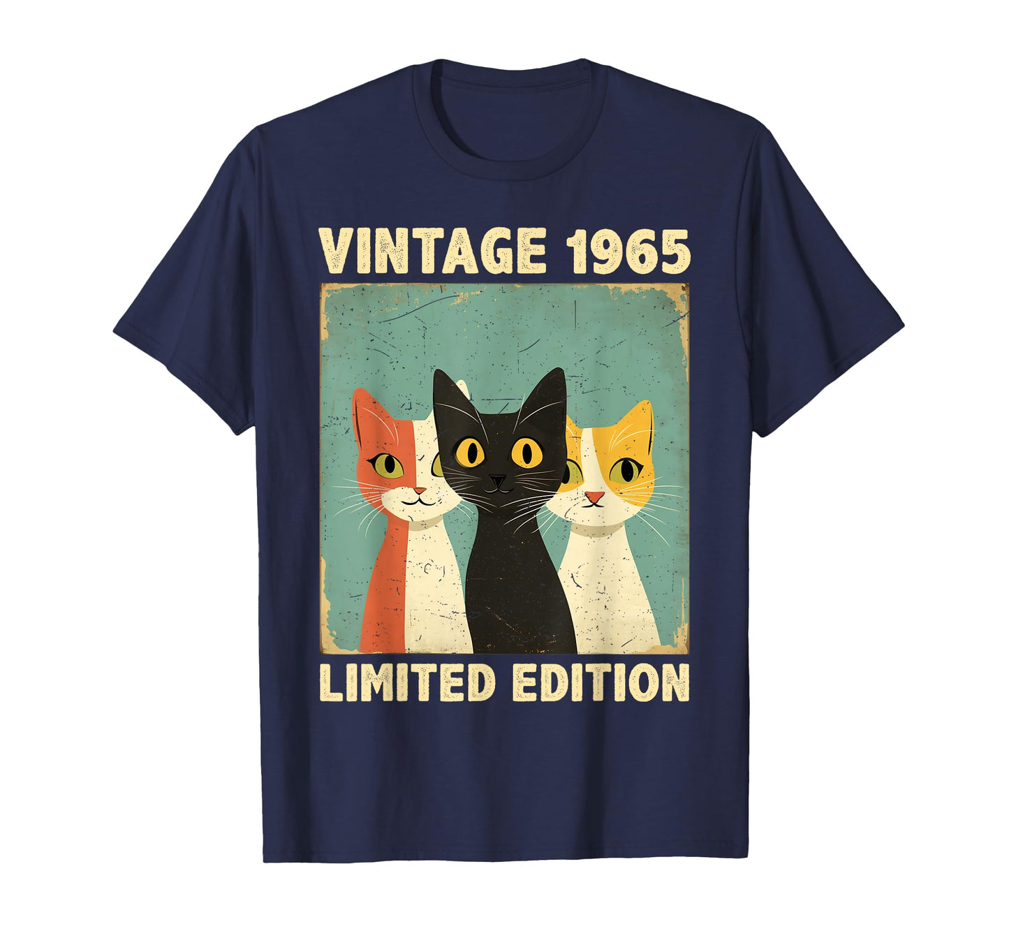 Funny 60 Years Old Gift Vintage 1965 Cat Lover 60th Birthday Men Women Kids T-Shirt