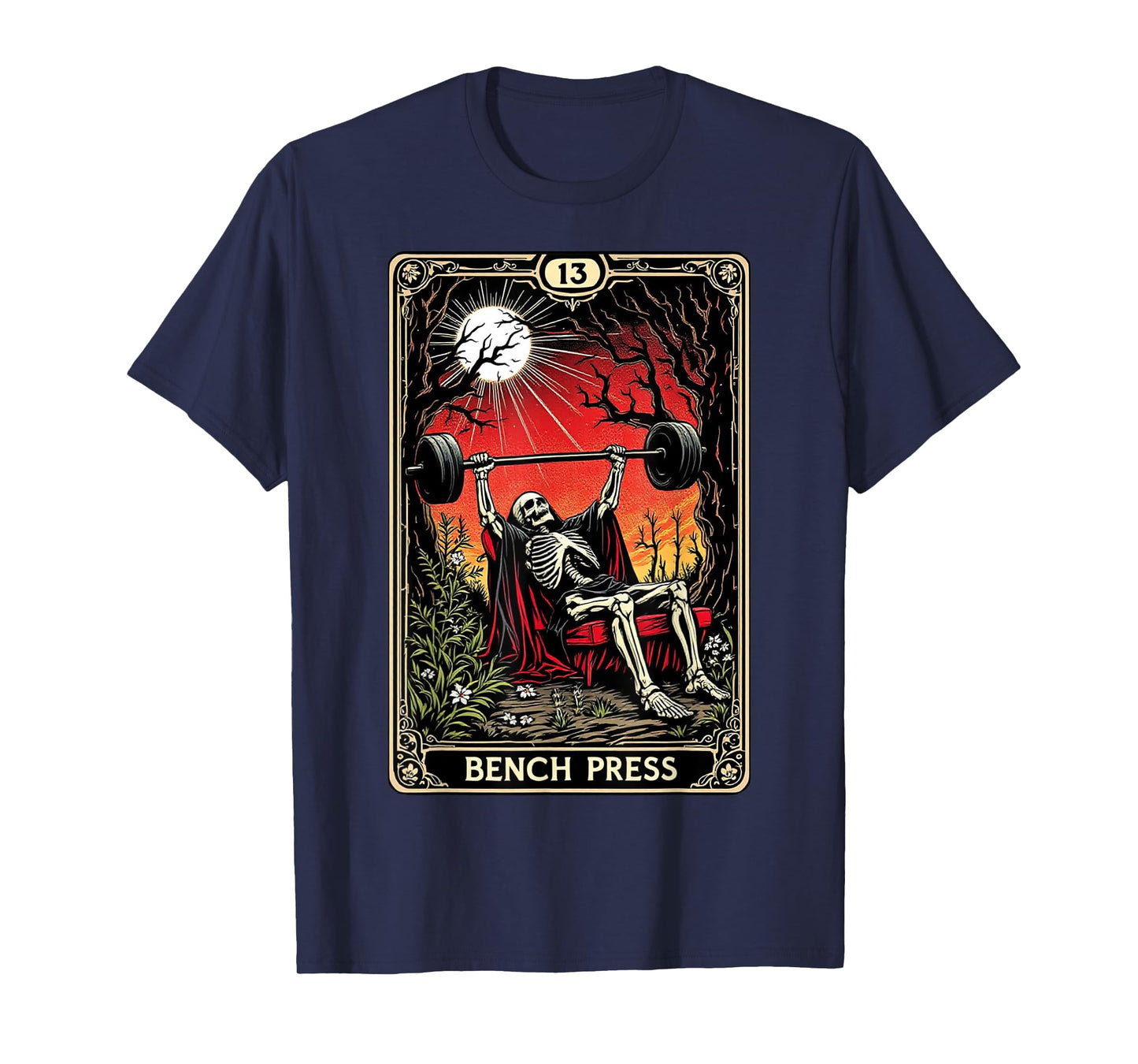 Funny Tarot Card Bench Press Gym Occult Workout Fitness T-Shirt