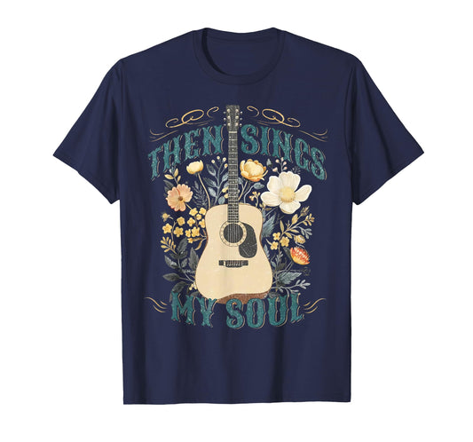 Vintage Floral Guitar Then Sings My Soul Christian Jesus T-Shirt