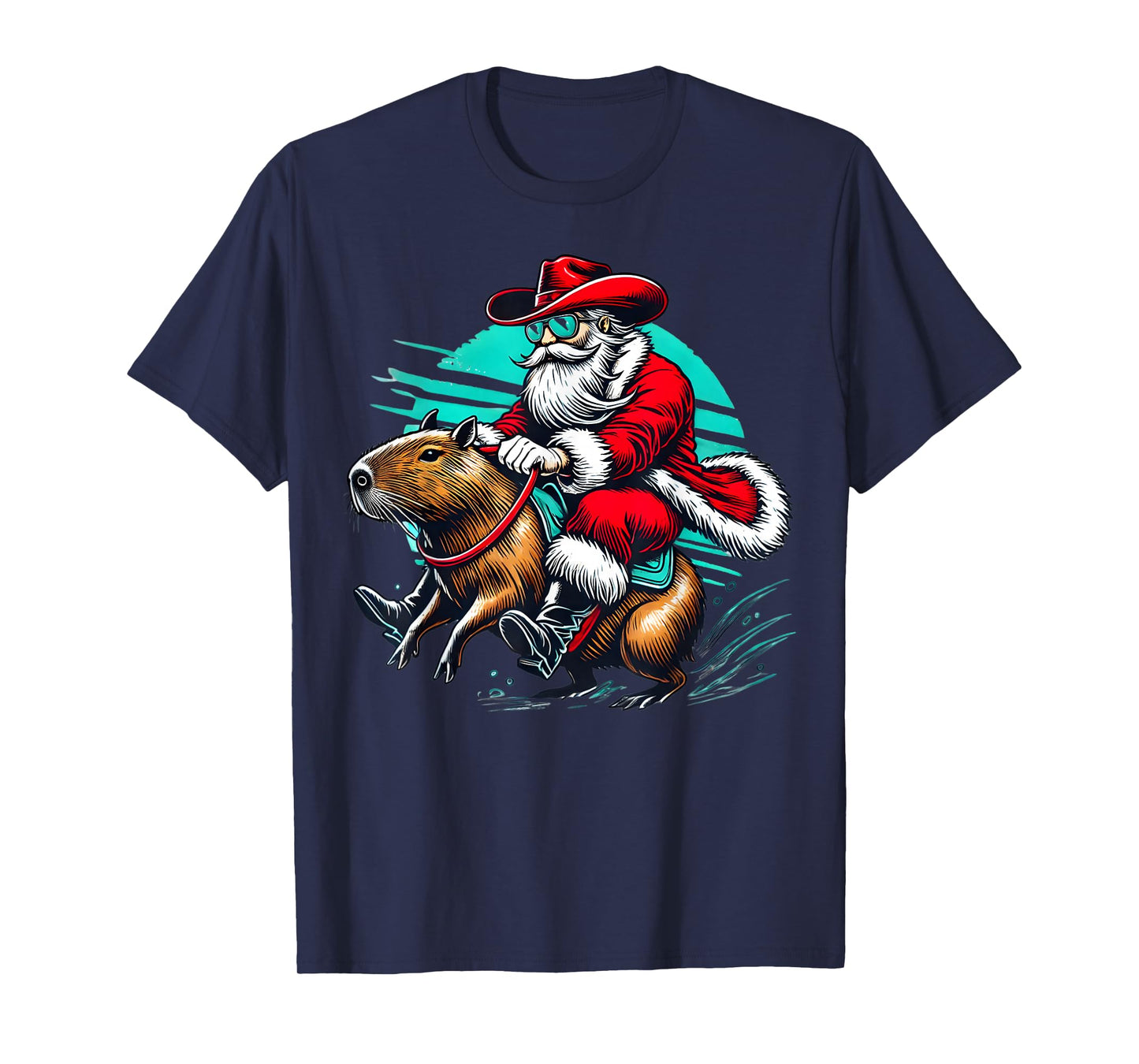 Santa Riding a Capybara Christmas Graphic T-Shirt