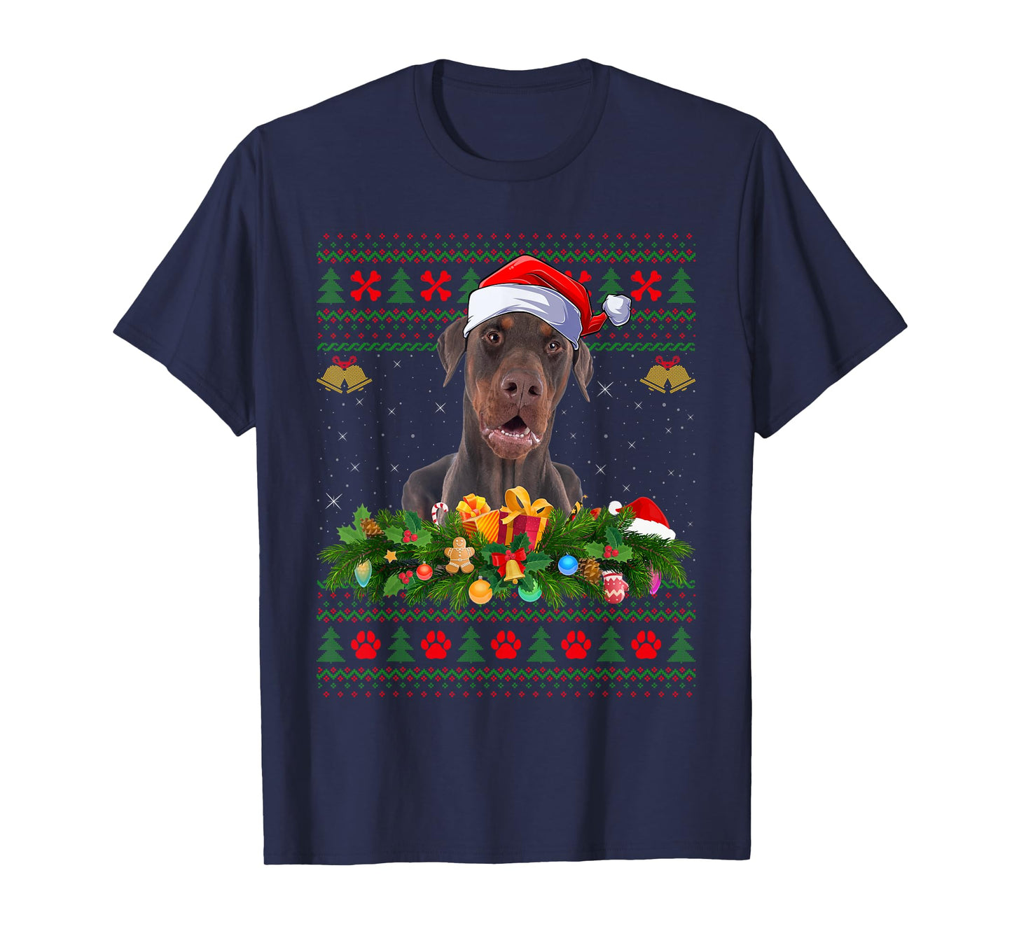 Doberman Dog Ugly Christmas Sweaters Pet Dogs Lover Xmas T-Shirt