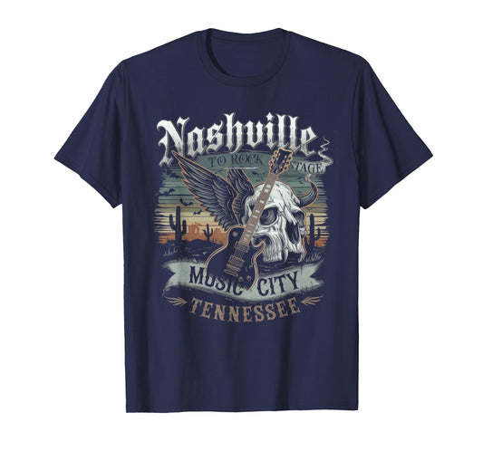 Nashville Music City Tshirt Women Men Tennessee Rock Country T-Shirt
