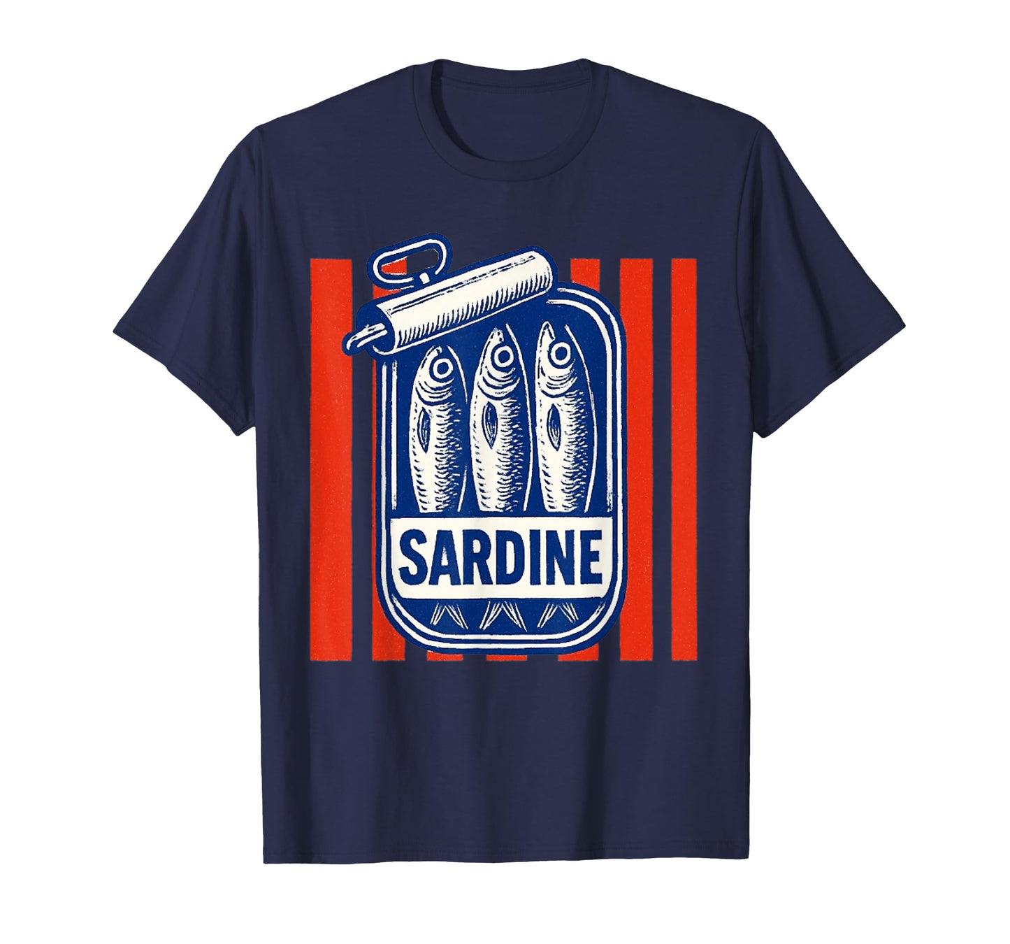 Les sardines red stripes fisherman aesthetic coastal sardine T-Shirt