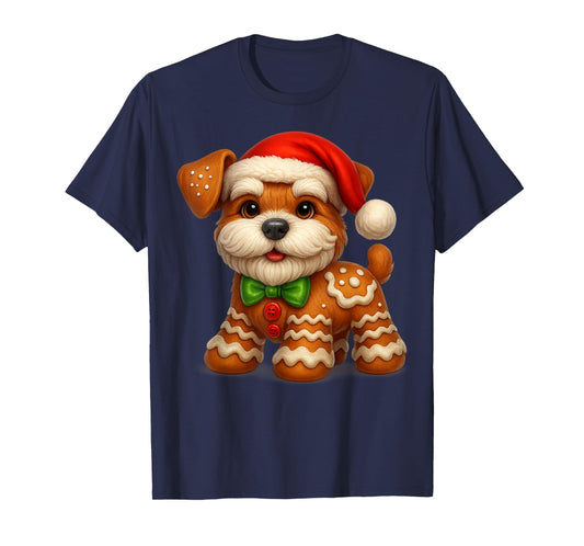 Funny Gingerbread Man Dog Christmas Tees Womens Mens Gifts T-Shirt
