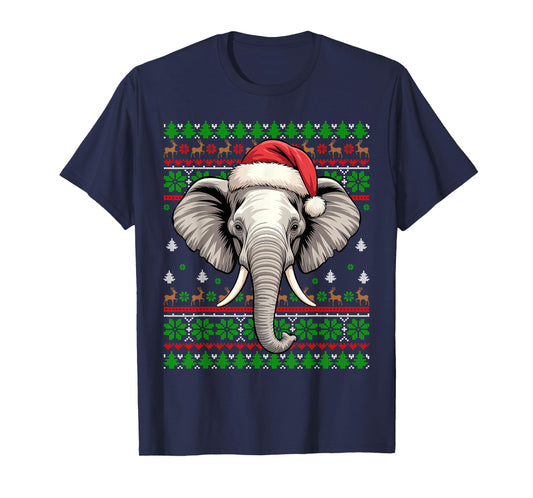 Elephant Ugly Christmas Santa Hat Xmas Kids Boys Girls T-Shirt