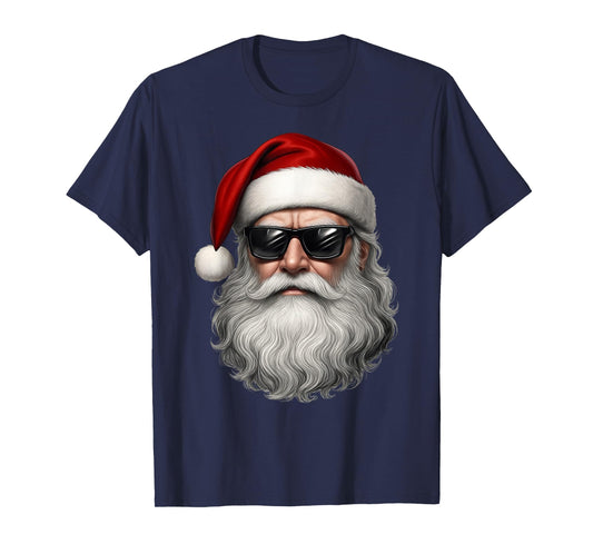 Santa Face Retro Sunglasses Funny Christmas Pajama Mens Boys T-Shirt