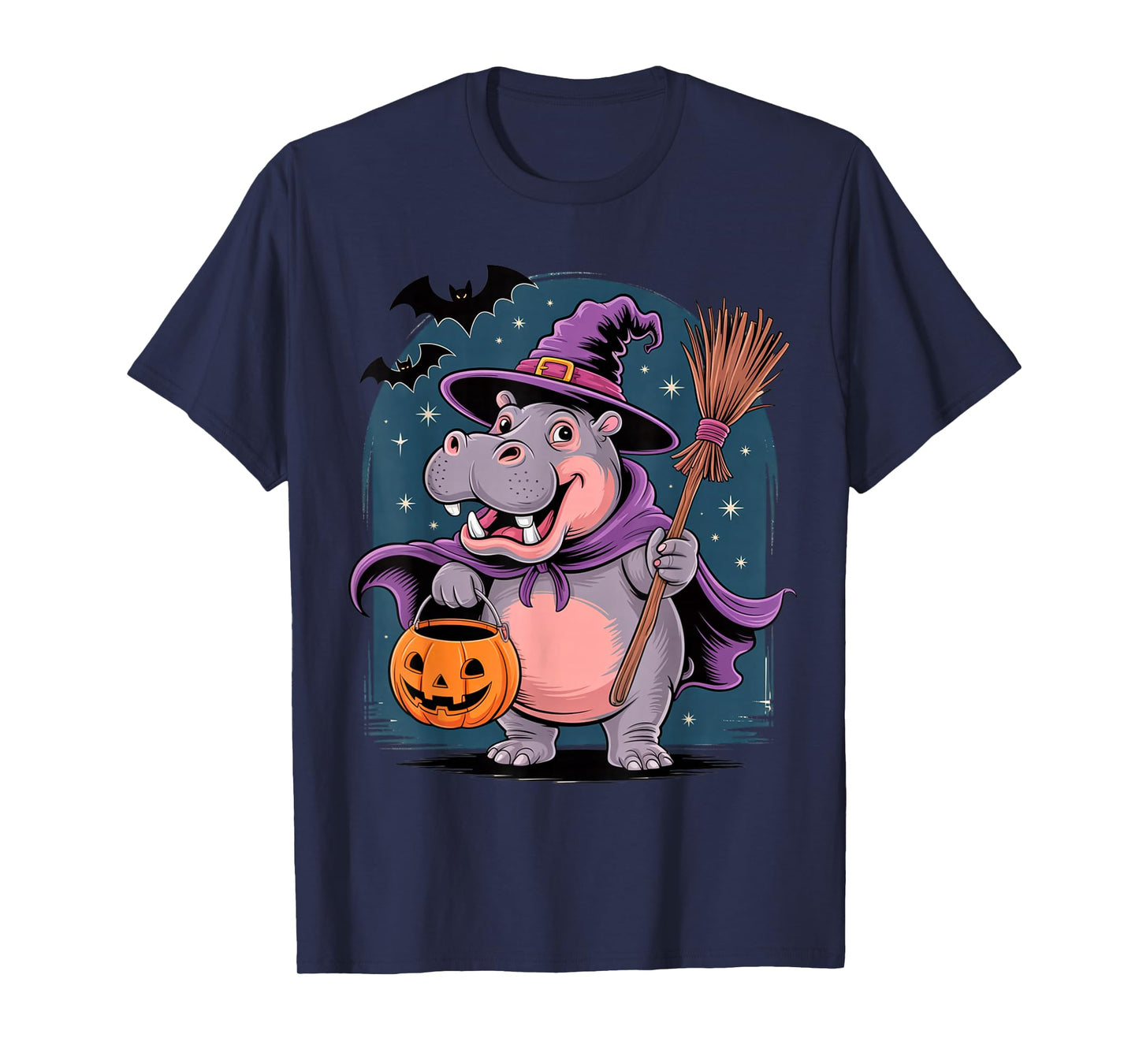 Witchy Hippo Halloween Outfit for Funny Animal Lovers T-Shirt