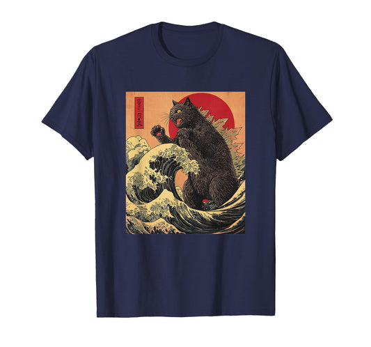 Catzilla Cat Japanese Anime Kawaii Sunset T-Shirt